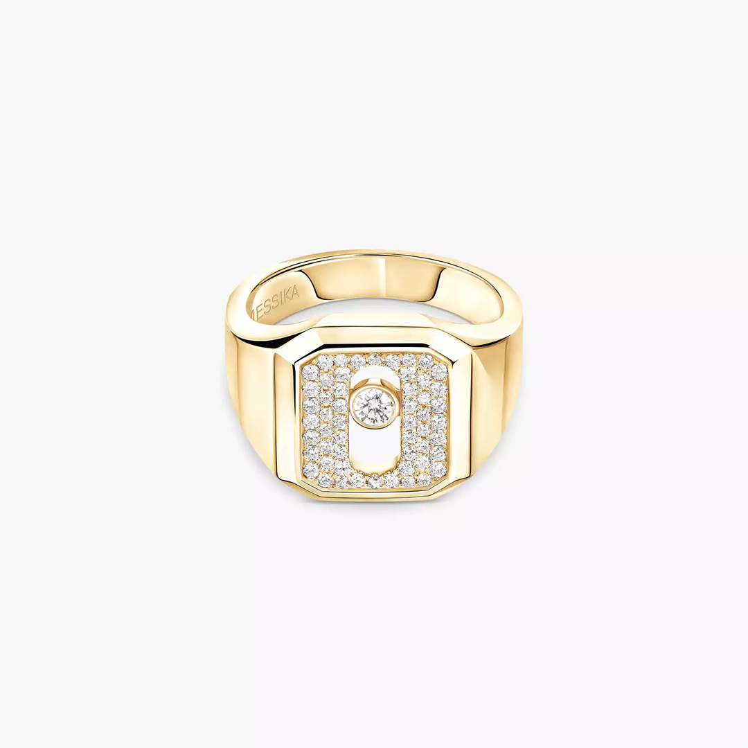 Ring in yellow gold Move Joaillerie pavé signet ring Messika