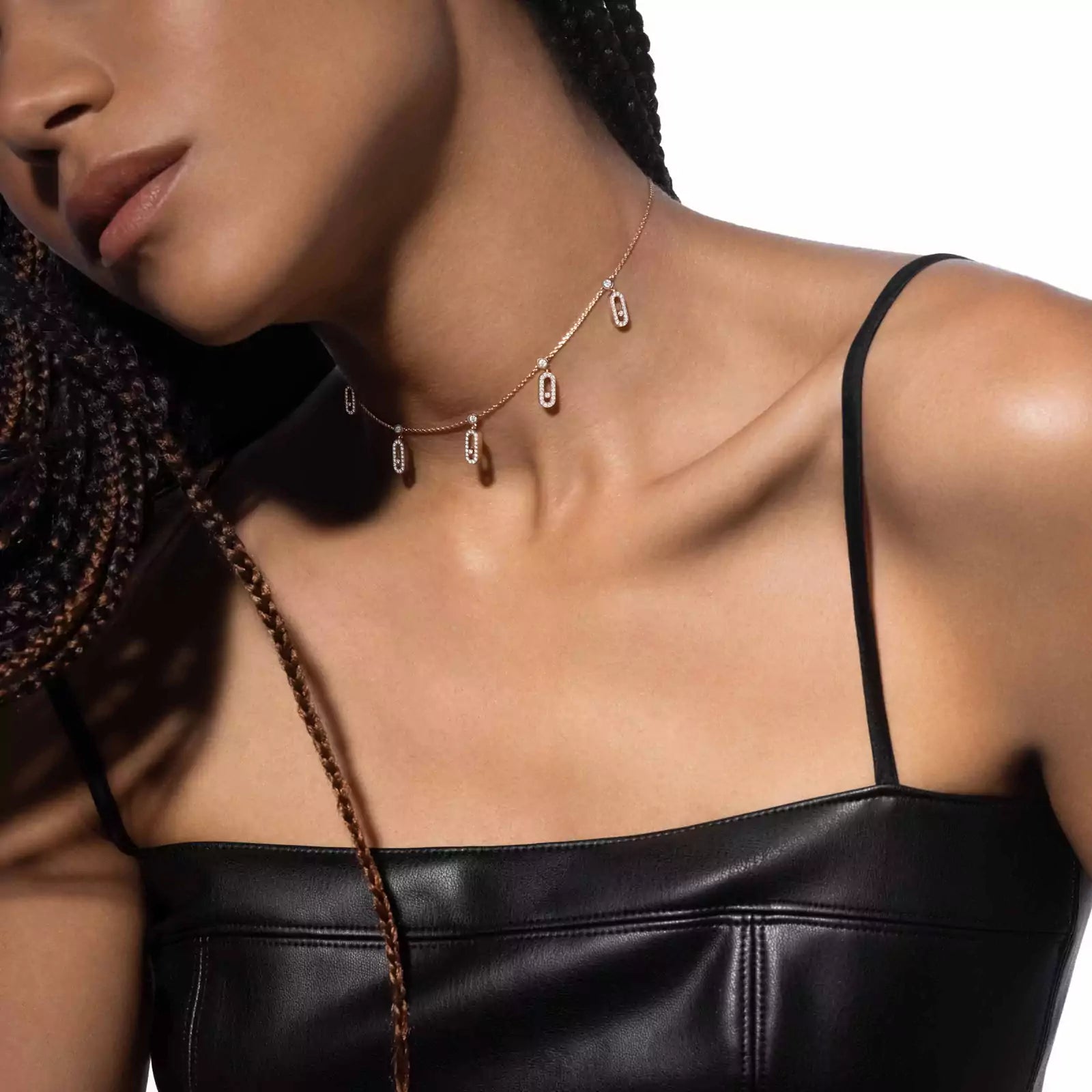 Gioiello in rose gold Move Uno Pavé Drop Pendant Choker Messika