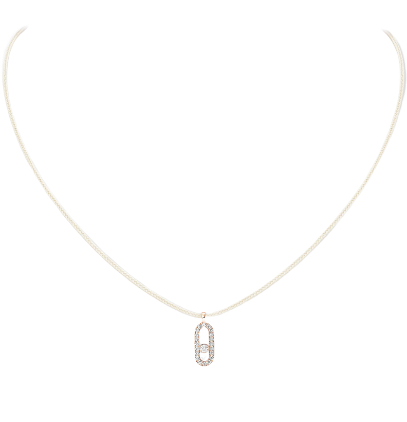 Gioiello in rose gold Messika CARE(S) Cream Cord Pavé Necklace Messika
