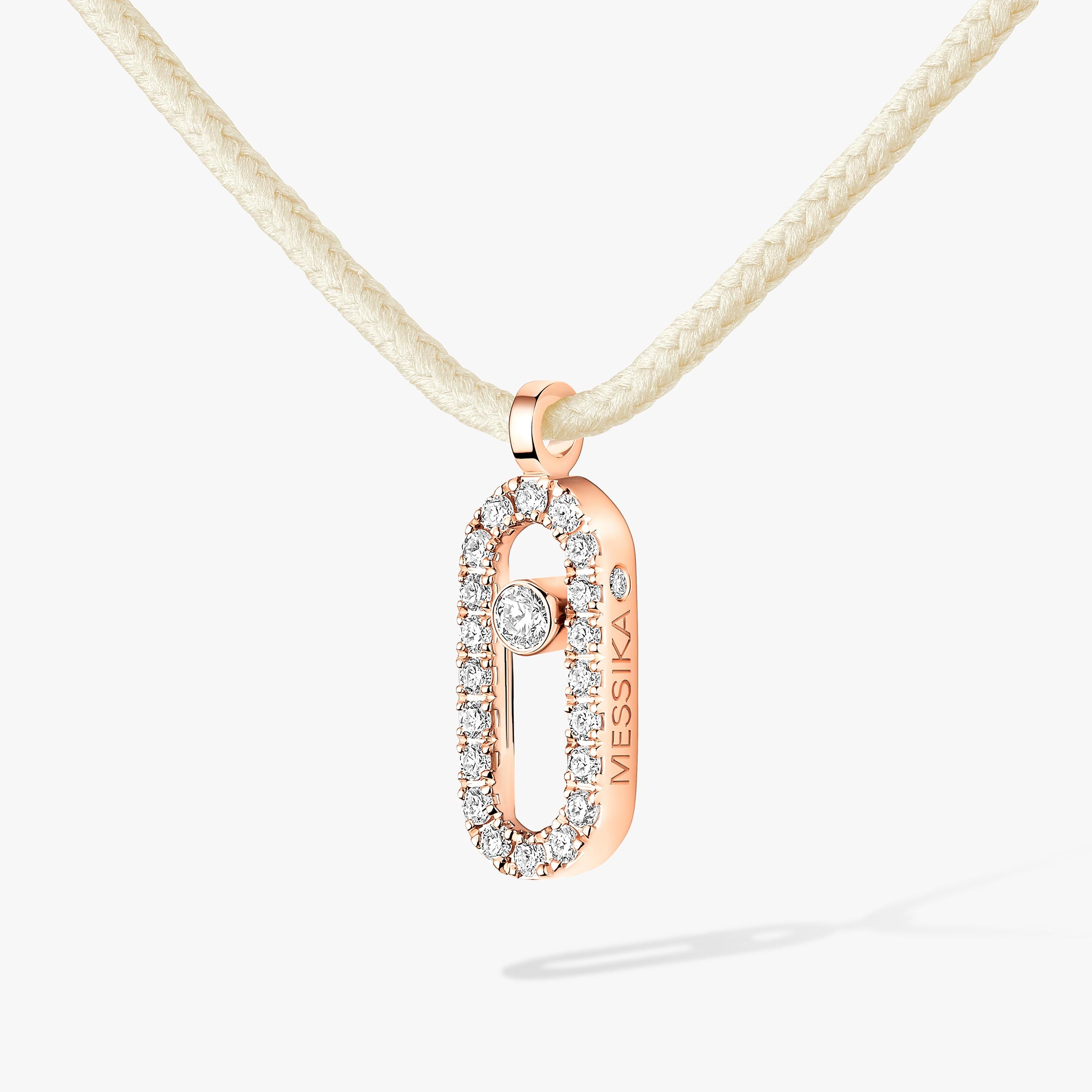 Gioiello in rose gold Messika CARE(S) Cream Cord Pavé Necklace Messika