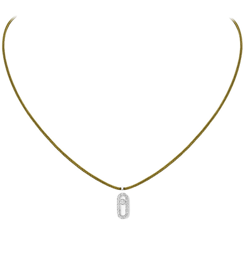 Gioiello in white gold Messika CARE(S) Khaki Cord Pavé Necklace Messika