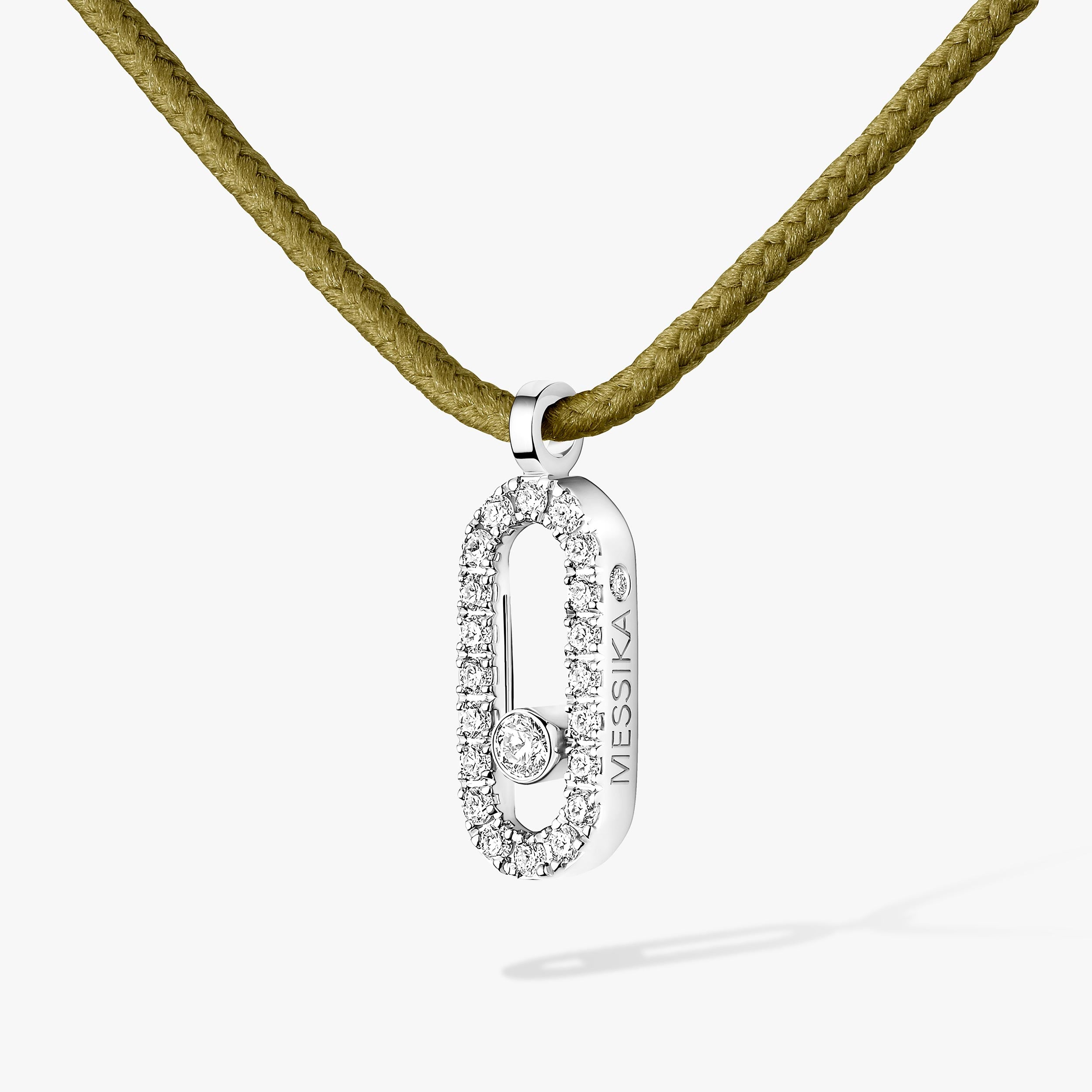 Gioiello in oro bianco Collana Messika CARE(S) Cordino Cachi Pavé Messika