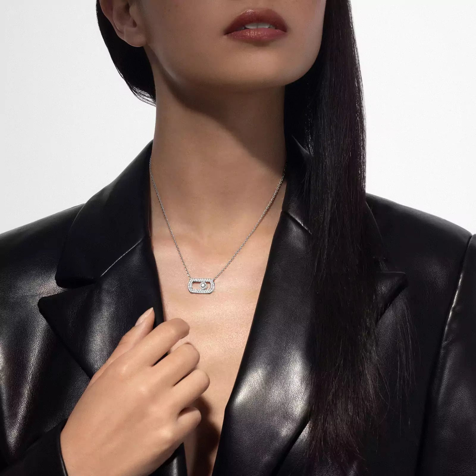 Gioiello in white gold So Move Pavé Necklace Messika