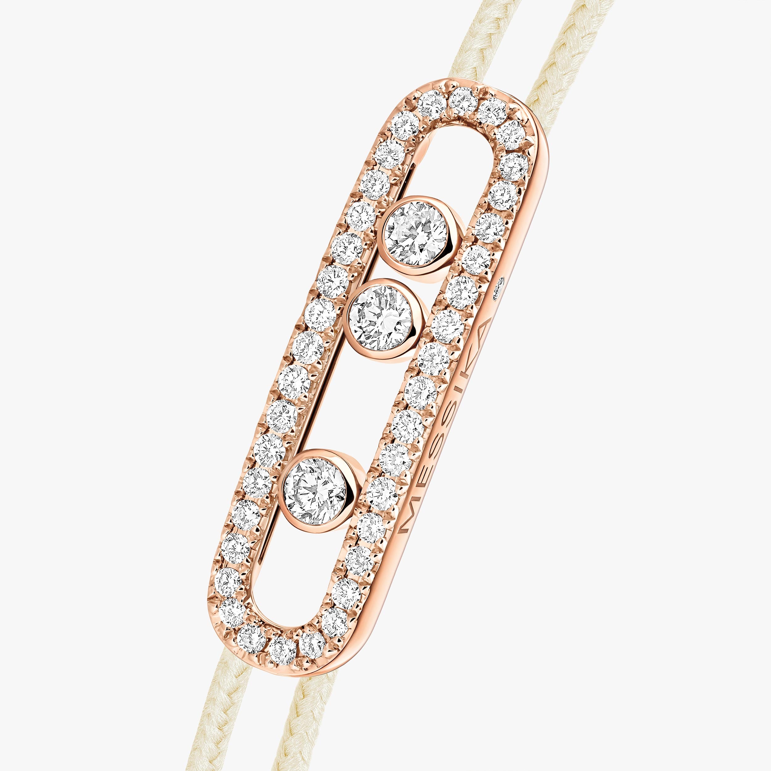 Bracelet in rose gold Messika CARE(S) Cream Cord Pavé Bracelet Messika