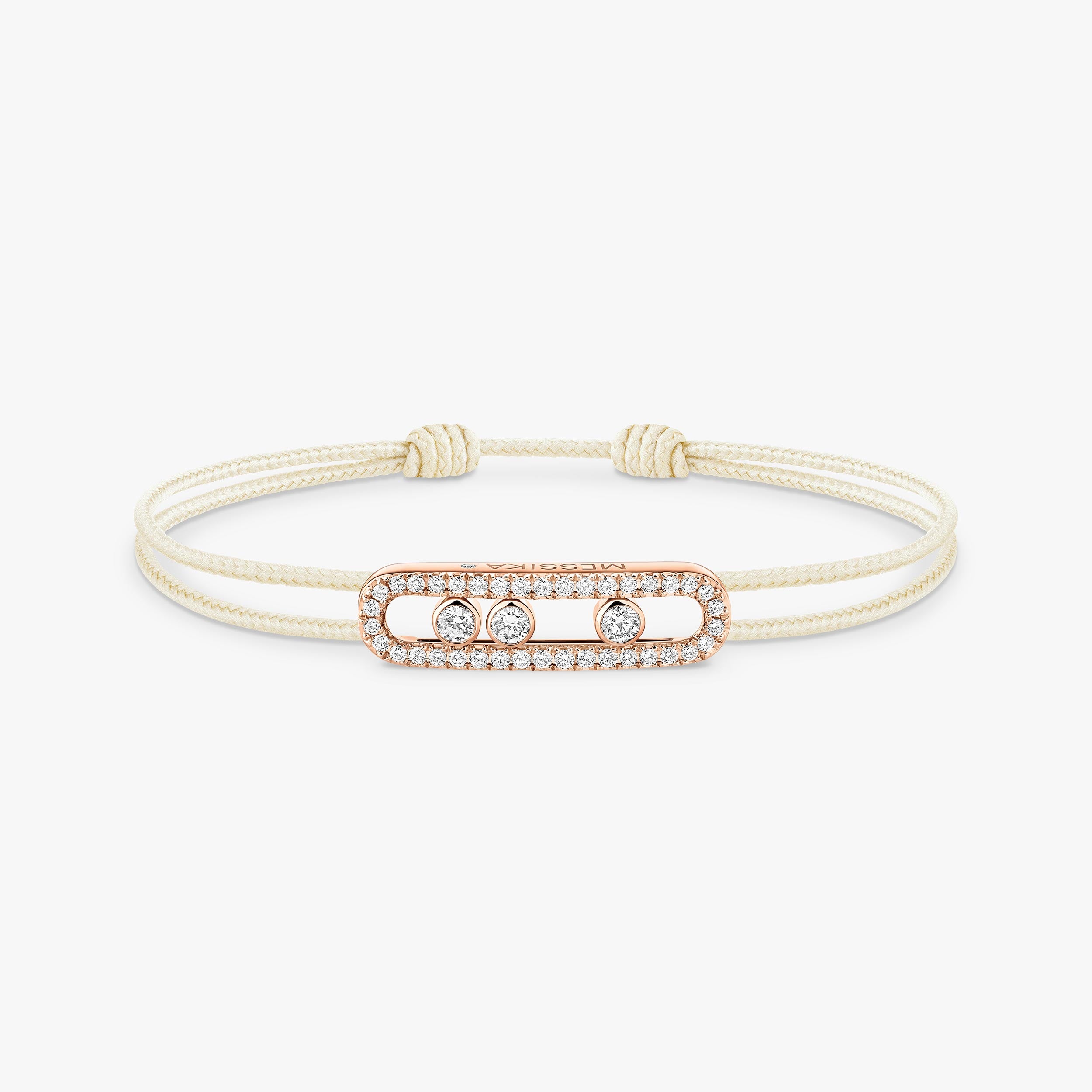 Gioiello in oro rosa Bracciale Messika CARE(S) Cordino Crema Pavé Messika