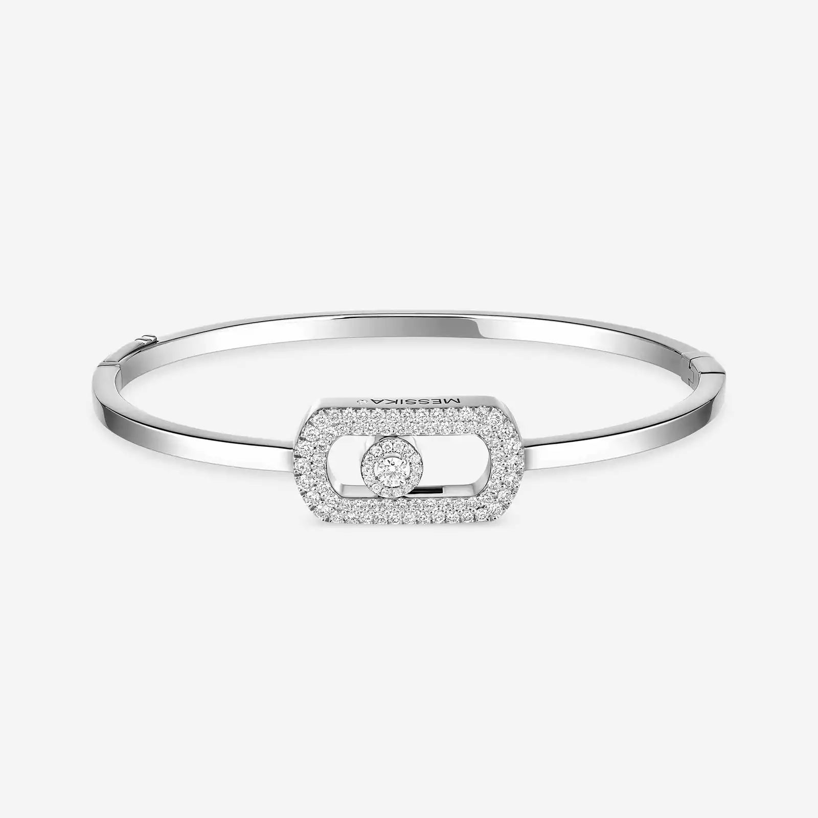 Bracelet in white gold So Move Pavé Bangle Messika