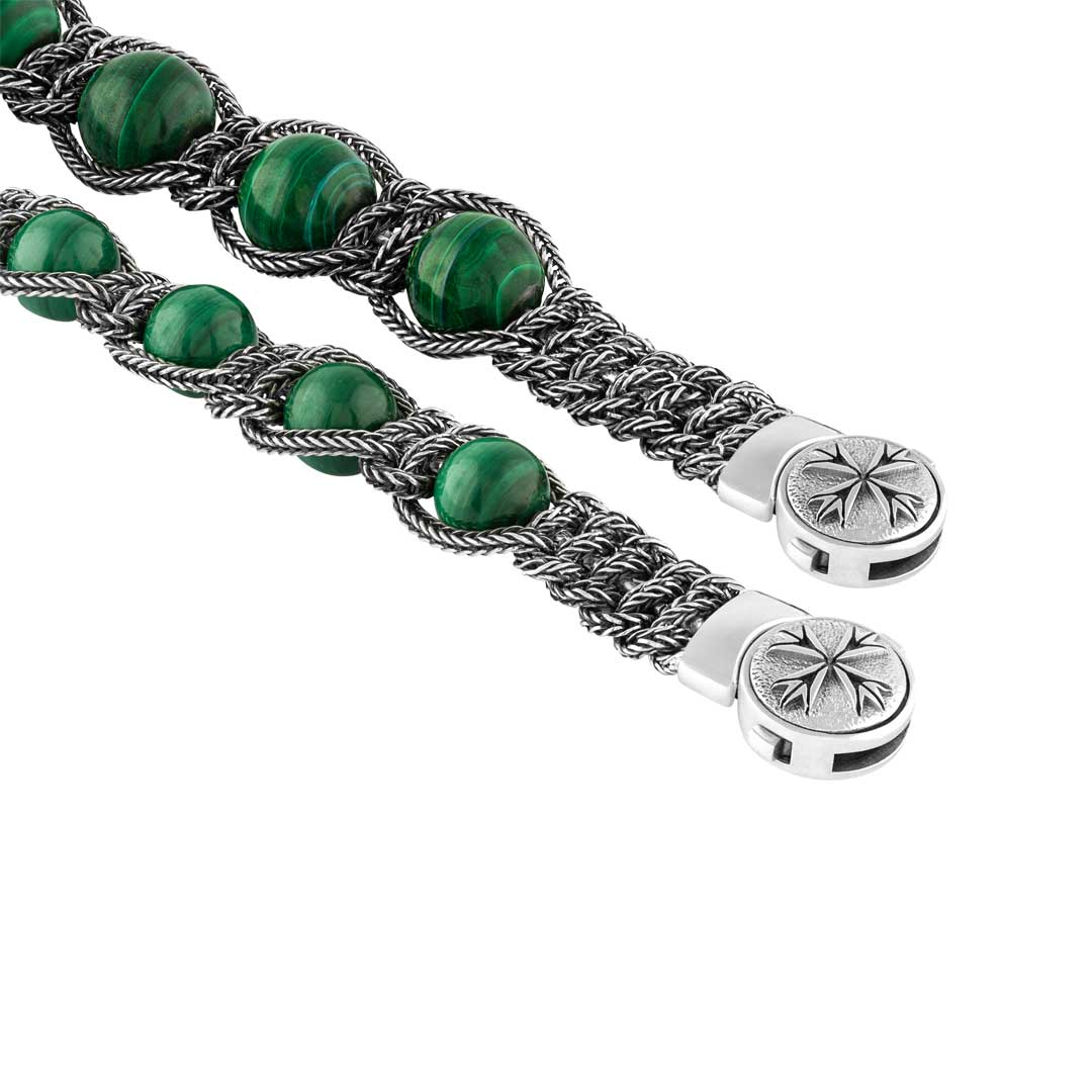 Bracelet in silver Silver bracelet with malachite beads Emanuele bicocchi