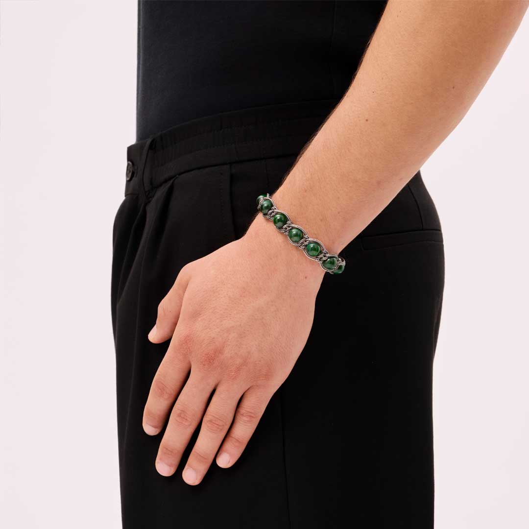 Bracelet in silver Silver bracelet with malachite beads Emanuele bicocchi