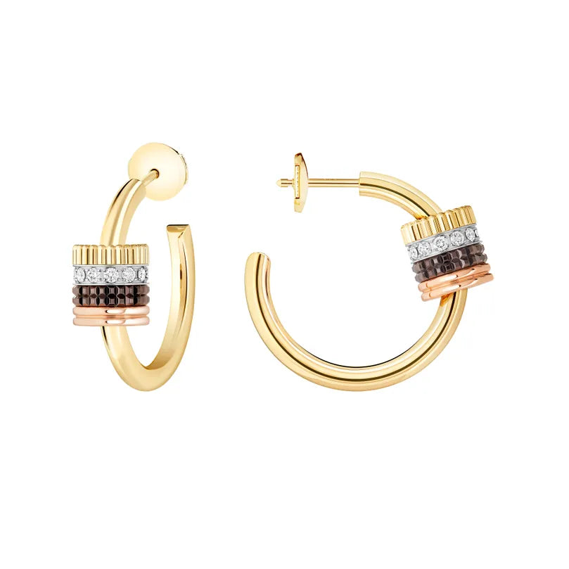 Gioiello in oro bianco giallo rosa Orecchini a cerchio Quatre Classique Boucheron