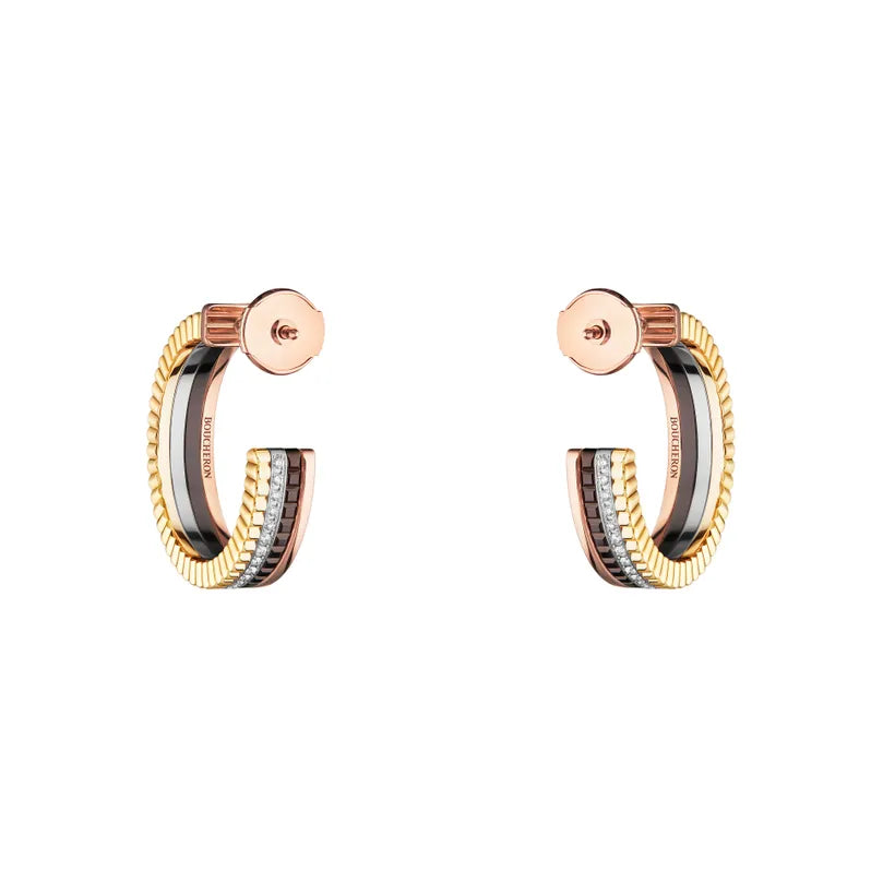 Earrings in white, yellow, and rose gold Hoop Earrings Quatre Classique Boucheron
