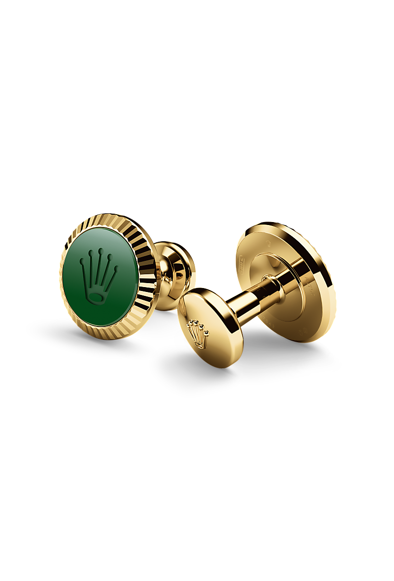 Gemelli “Zigrinatura” Rolex in Oro giallo e ceramica, a1038 | Pisa 1940