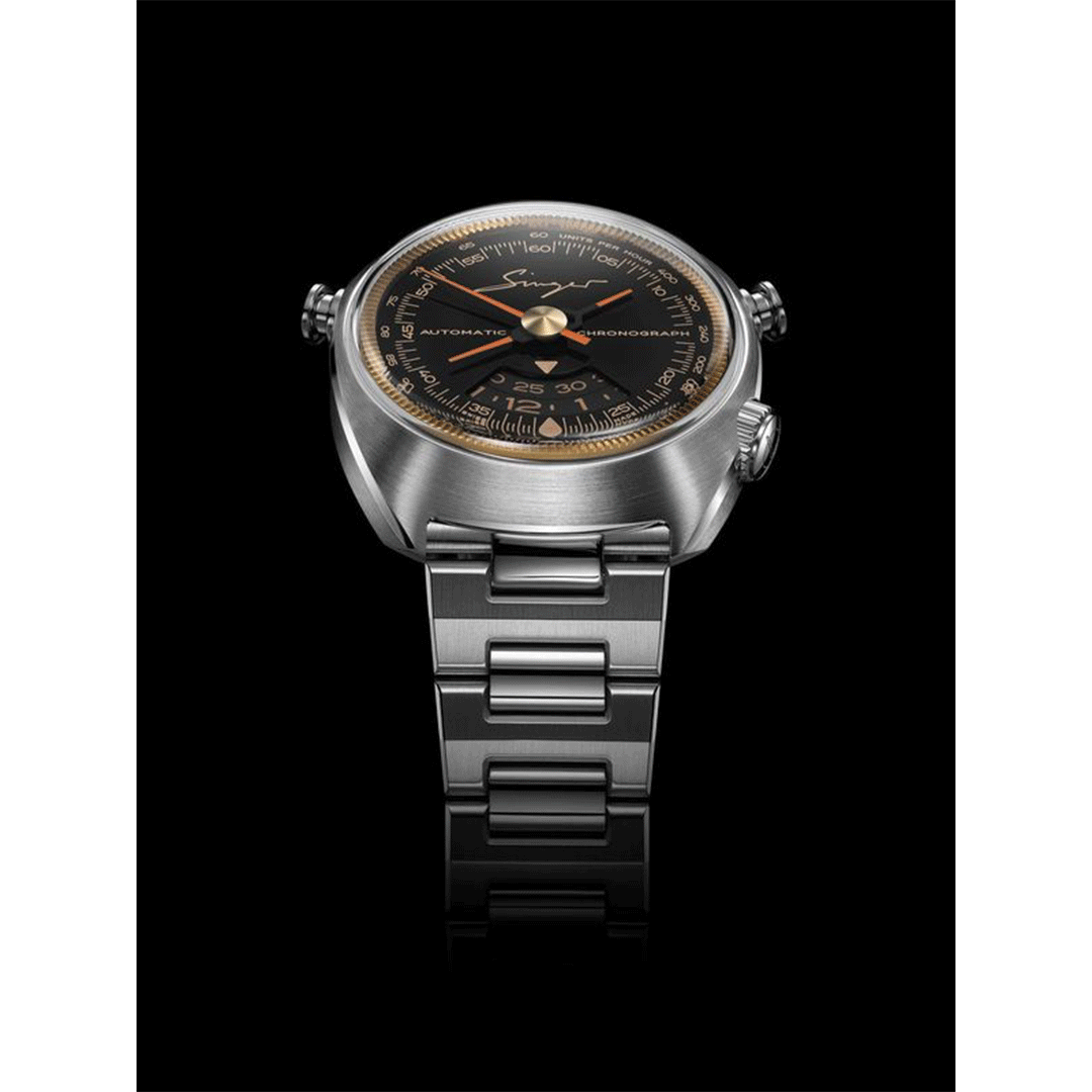 Watch in steel 1969 Black Chronograph Singer