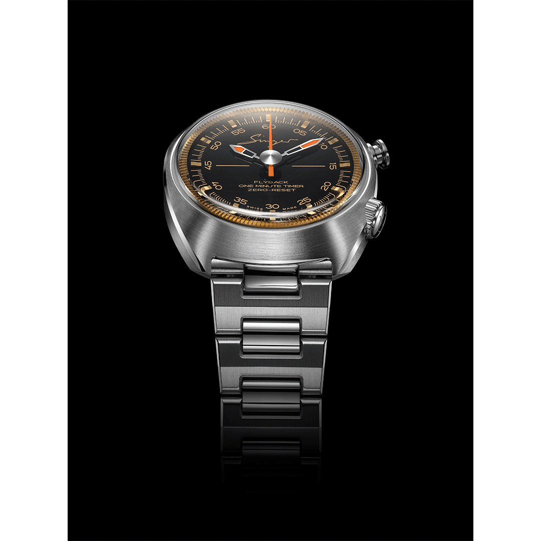 Watch in steel 1969 Black Timer Singer