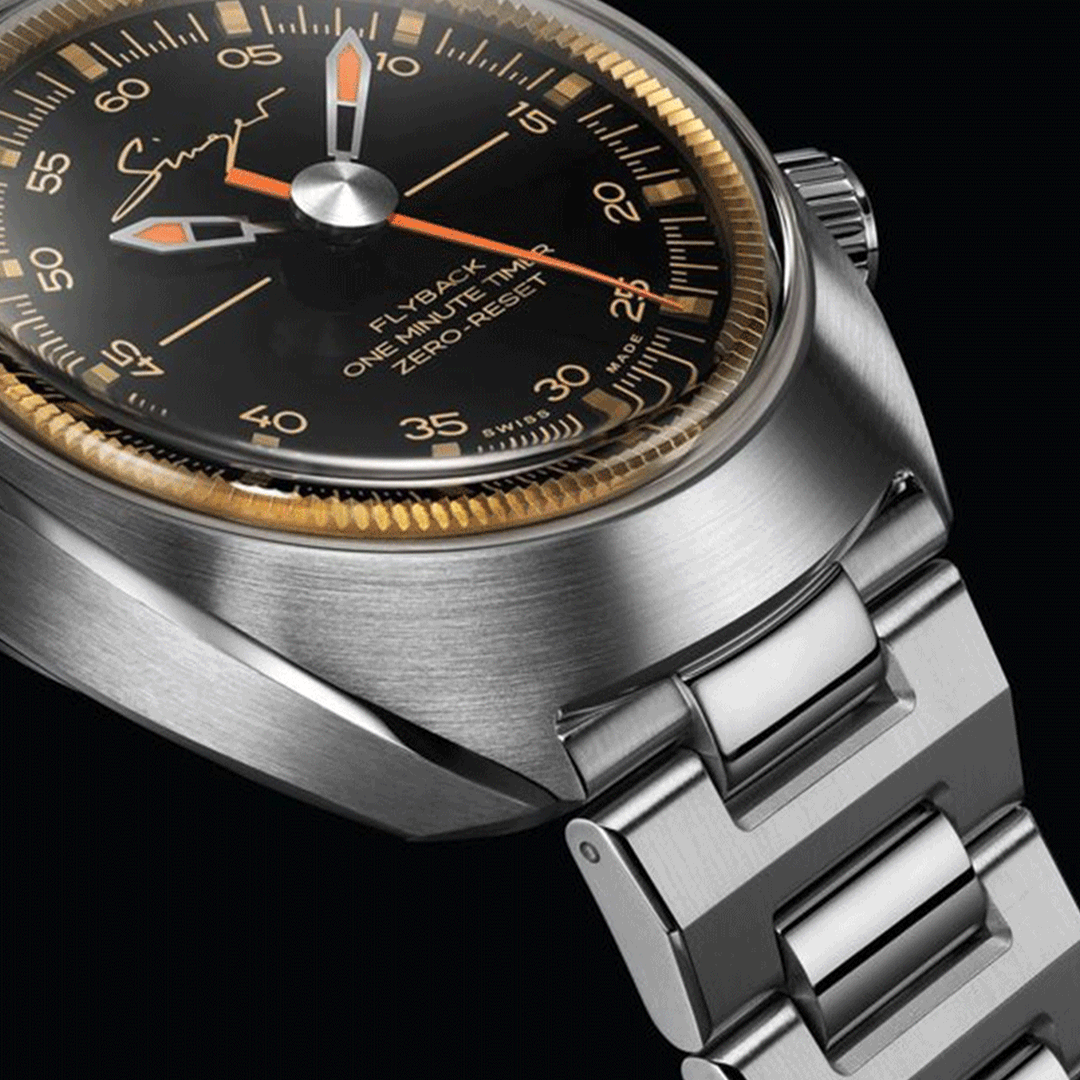 Watch in steel 1969 Black Timer Singer