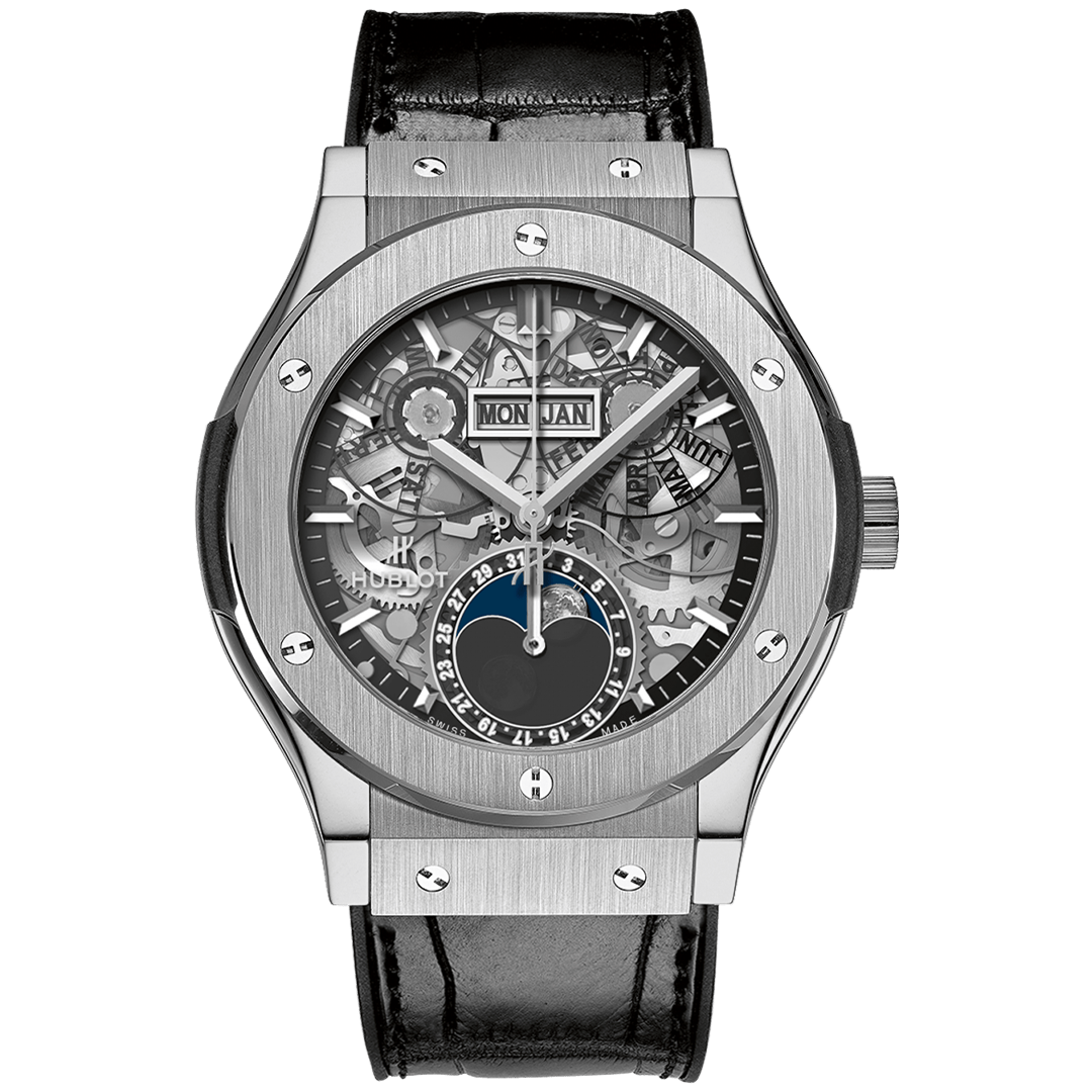 Watch in titanium Classic Fusion Aerofusion Moonphase Titanium Hublot