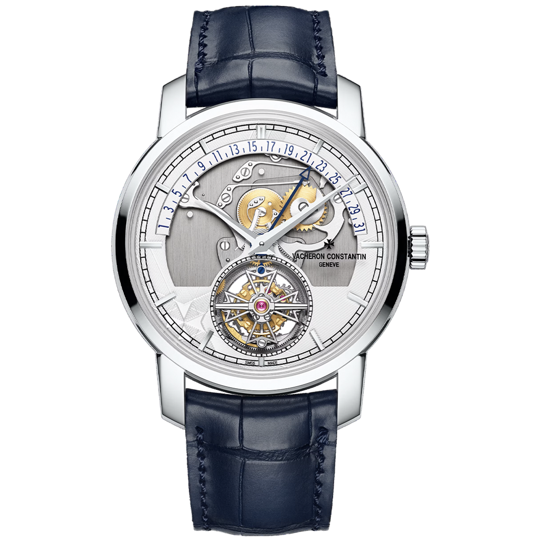 Orologio in platino Traditionnelle Tourbillon Biretrogrado Data Openface Vacheron constantin