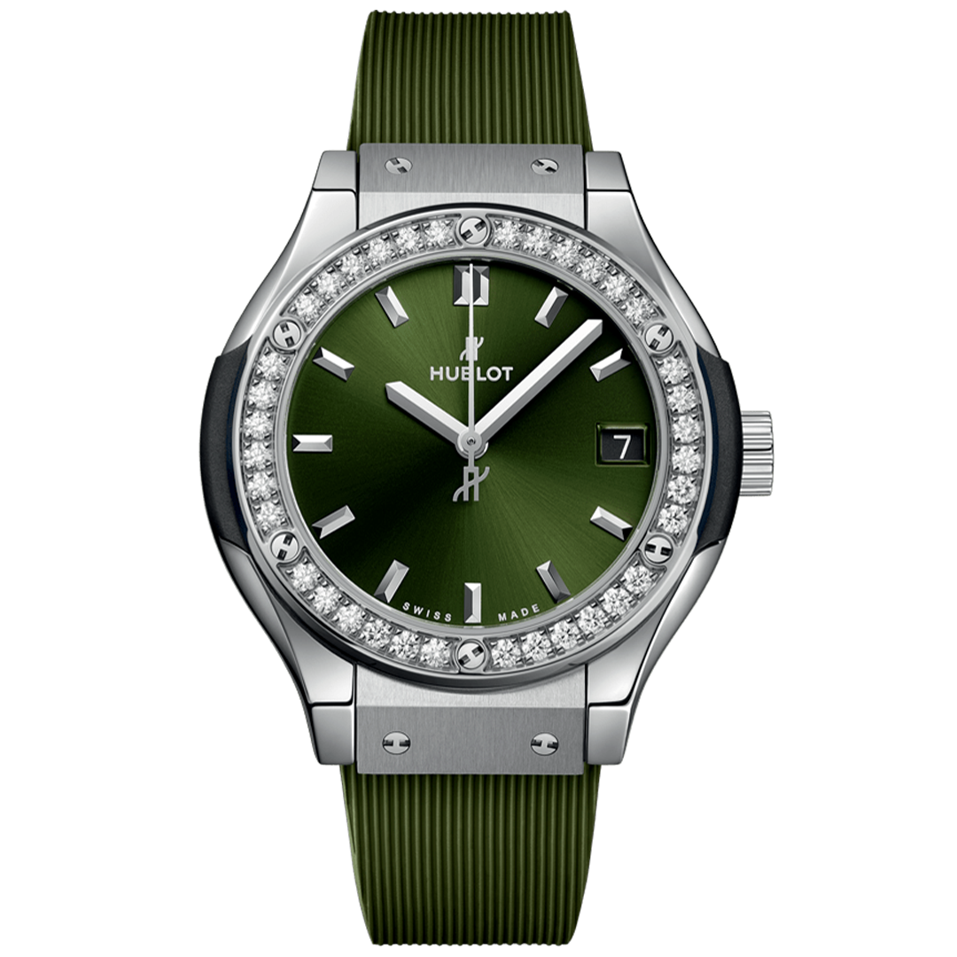 Watch in titanium Classic Fusion Titanium Green Diamonds Hublot