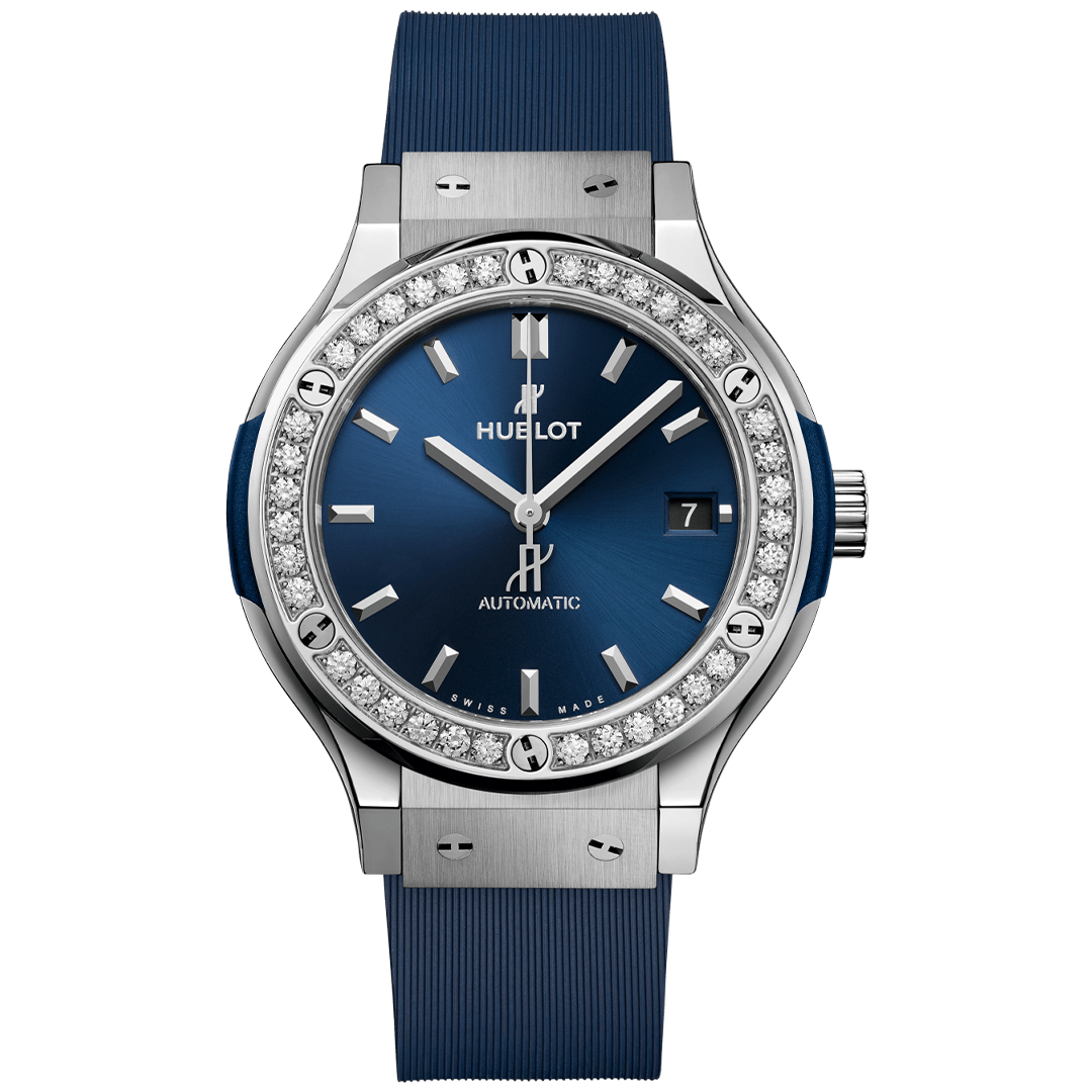 Watch in titanium Classic Fusion Titanium Blue Diamonds Hublot