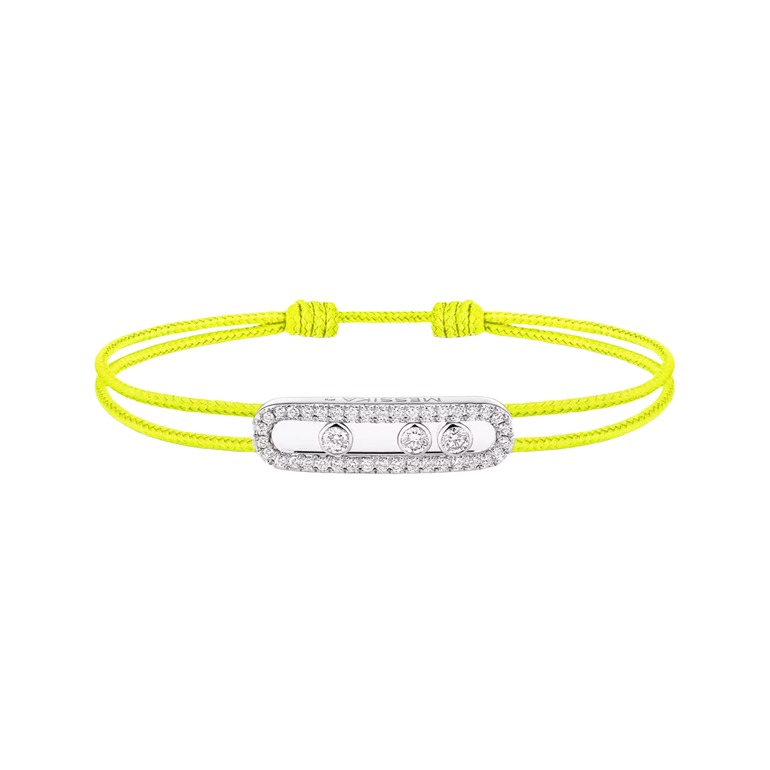 Gioiello in oro bianco Cordino Messika CARE(S) giallo con pavé Messika