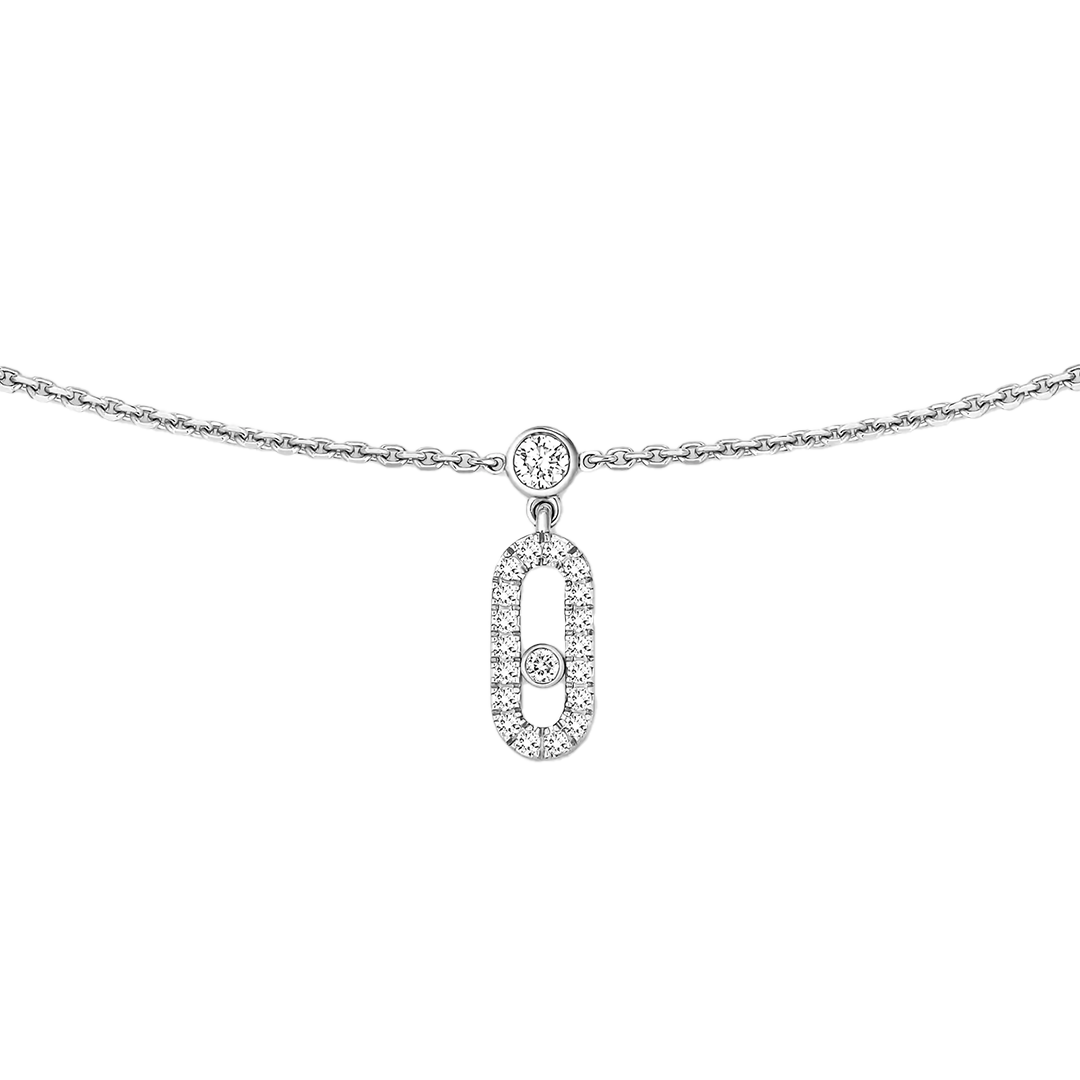 Gioiello in oro bianco Pendente Chocker Move Uno con charm e pavé Messika