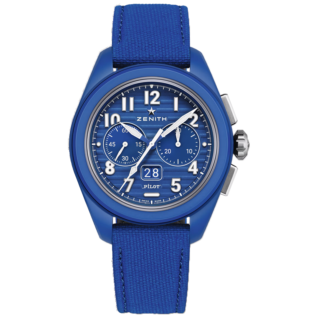 Watch in blue ceramic Pilot Big Date Flyback - 160° Anniversary Edition Zenith
