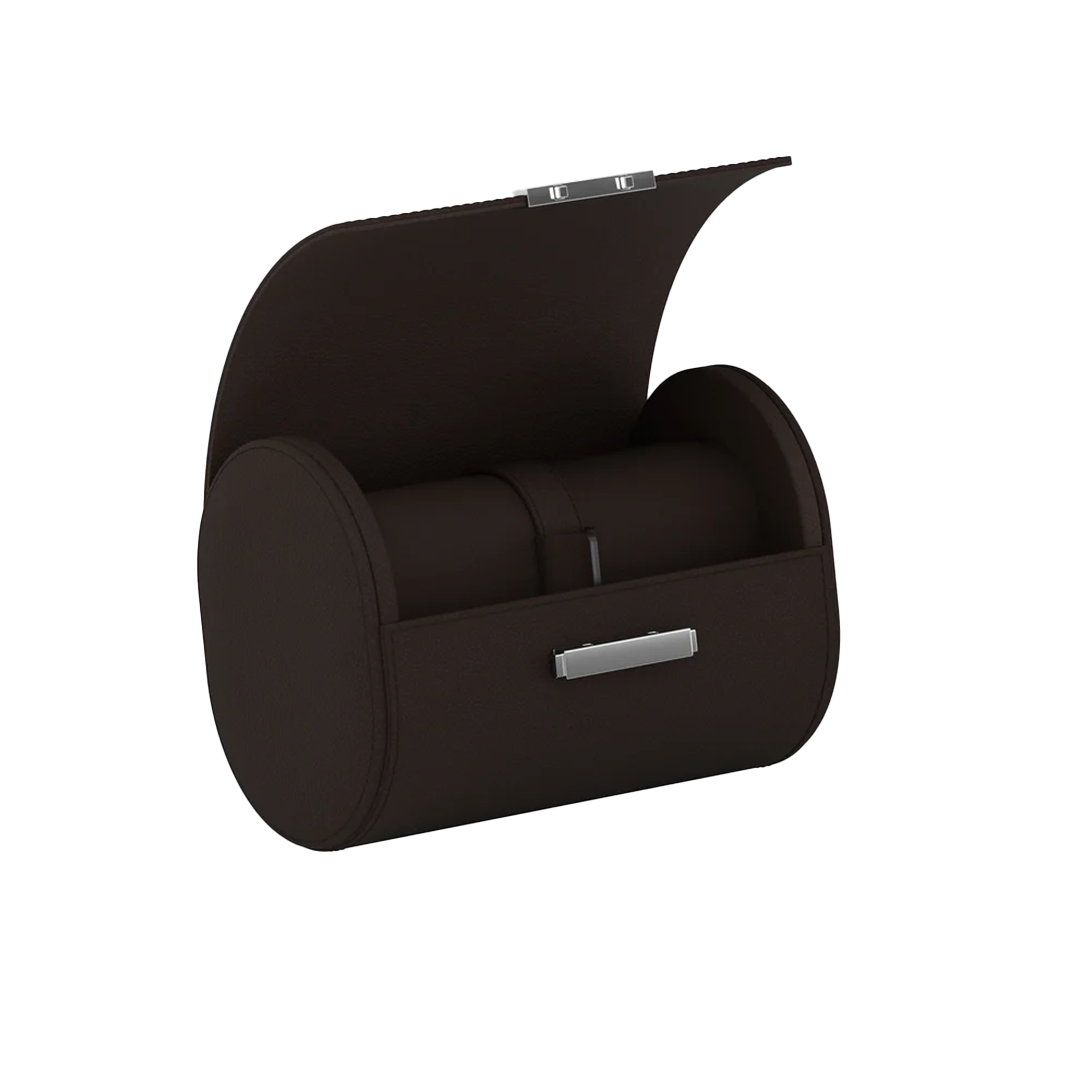 Accessorio in panama leather Pochette 2 Chocolate Brown Leather Scatola del tempo