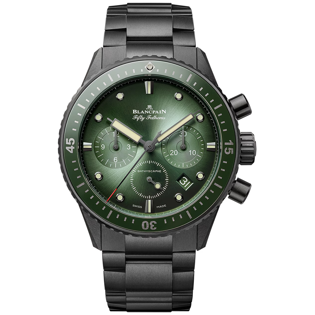Watch in black ceramic Fifty Fathoms Bathyscaphe Chronographe Flyback Blancpain