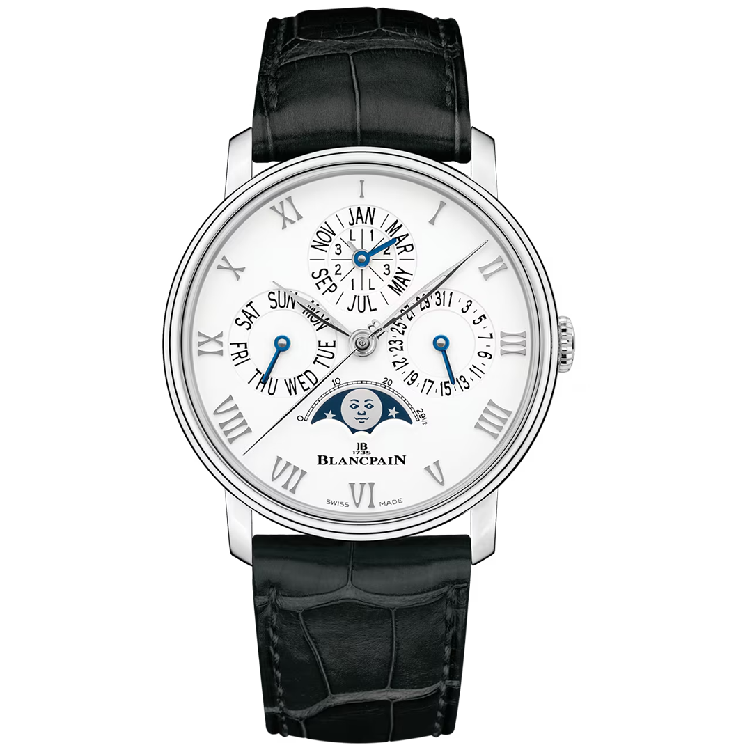 Watch in steel Villeret Quantième Perpétuel Phases de Lune Blancpain