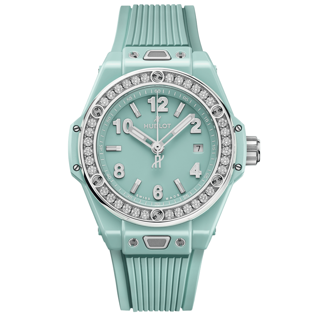 Orologio in ceramica verde Big Bang One Click Mint Green Ceramic Diamonds Hublot