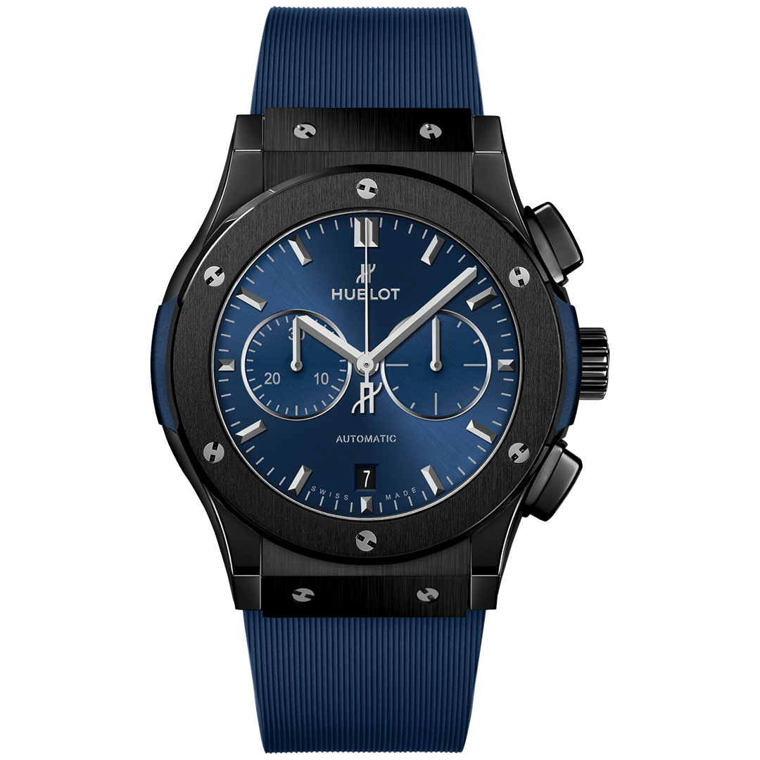 Orologio in acciaio Classic Fusion Ceramic Blue Chronograph Hublot