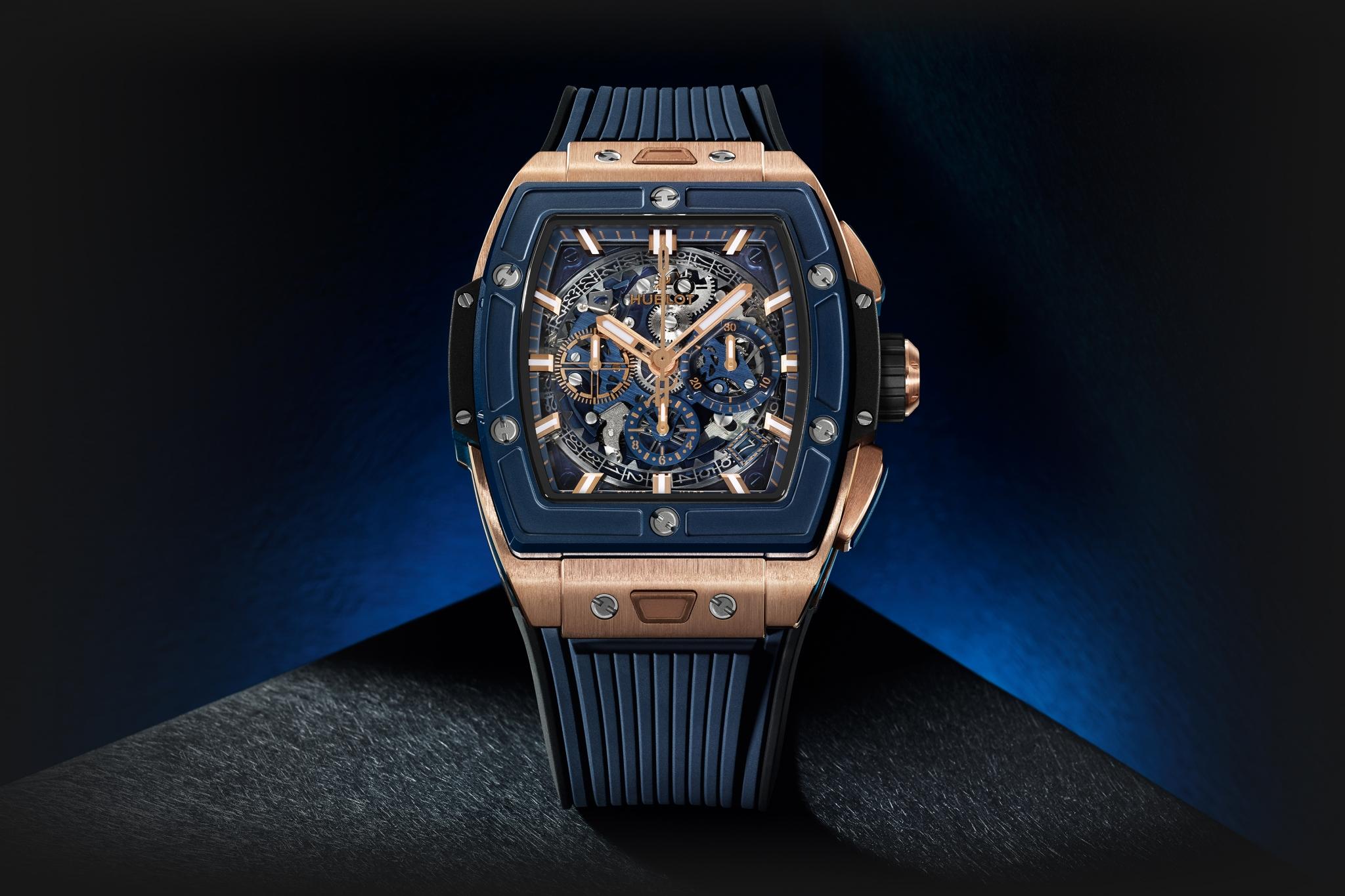 Orologio in ceramica e oro rosa Spirit of Big Bang King Gold Blue Ceramic Hublot
