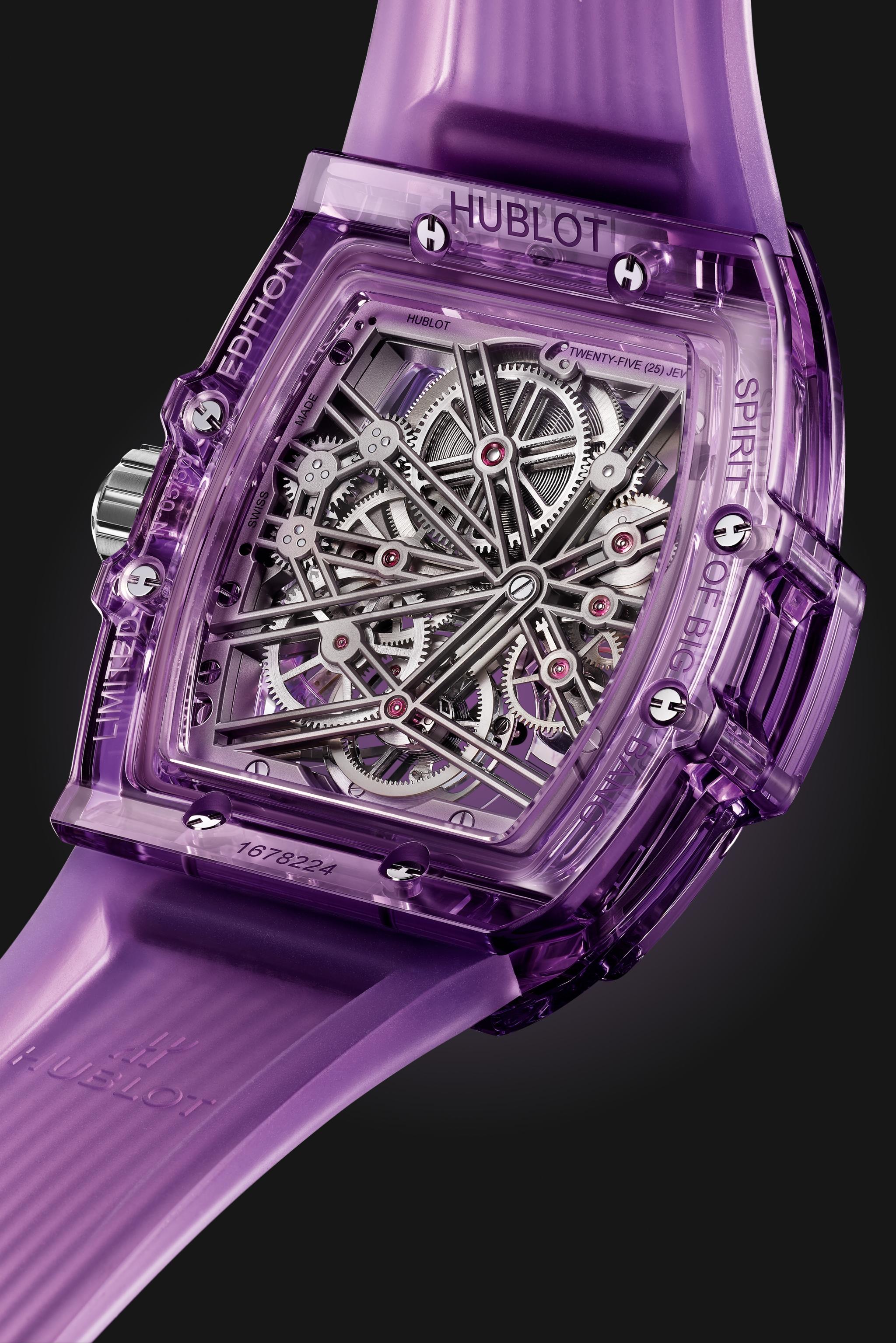 Watch in sapphire Spirit of Big Bang Tourbillon Purple Sapphire Hublot