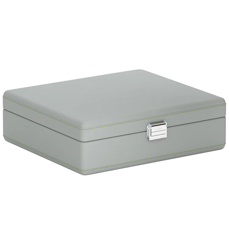 Accessorio in pelle panama Valigetta 8 Pelle Grigio Perla/Verde Anice Scatola del tempo